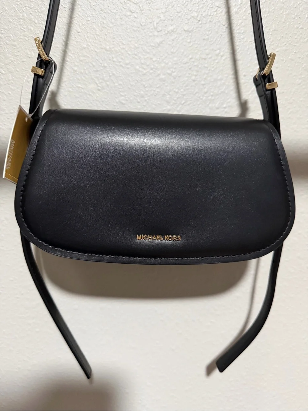 Michael Kors Lydia Black Leather SM Flap XBody